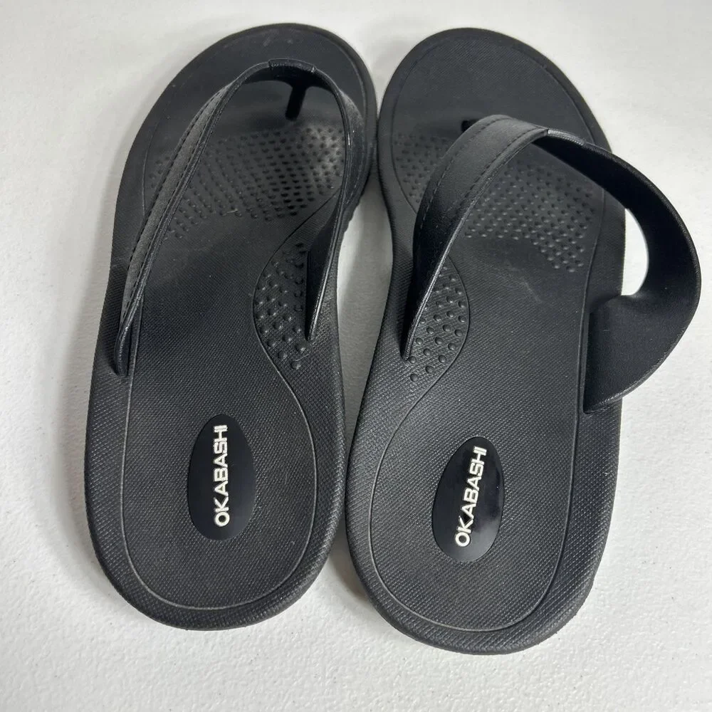 Okabashi Sandals Mens XL 10.5/11.5 Black Rubber Shoes Flip Flops Made In USA